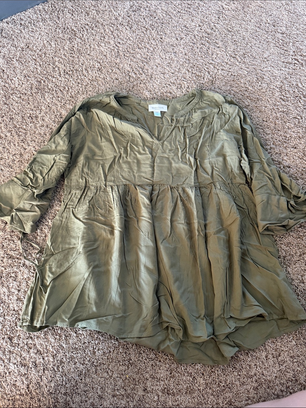 Motherhood Olive Green Maternity Peasant Tunic